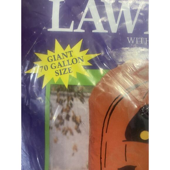 Vintage Halloween Pumpkin Leaf Lawn Bag Decoration GIANT 70 Gallon 1pk USA Made - Picture 4 of 6